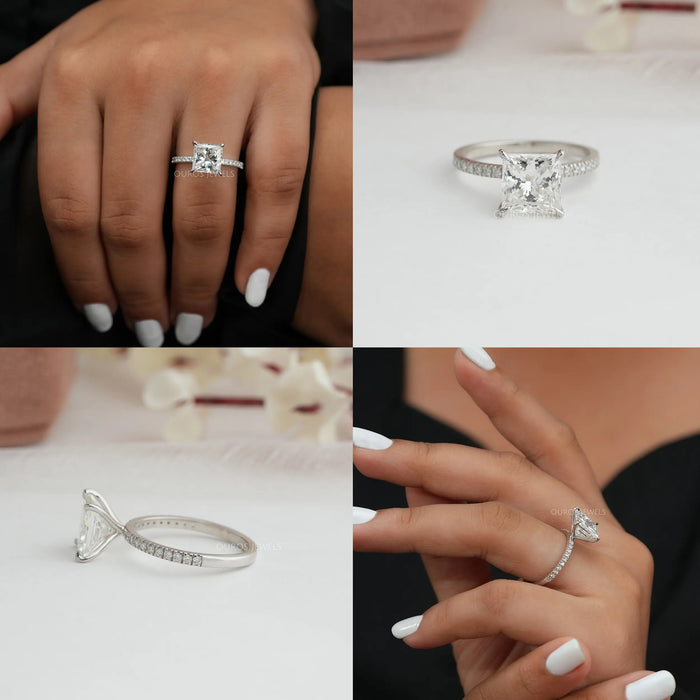 14k Rose Gold Princess Cut Diamond Engagement Ring #195 - Seattle Bellevue  | Joseph Jewelry